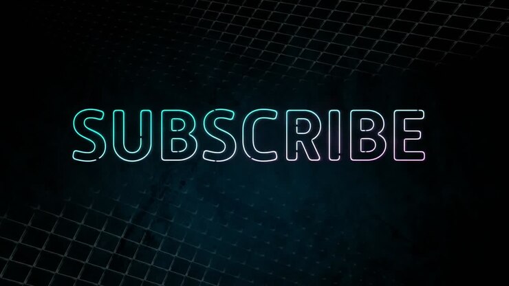 Animation of neon style word Subscribe flickering on dark background