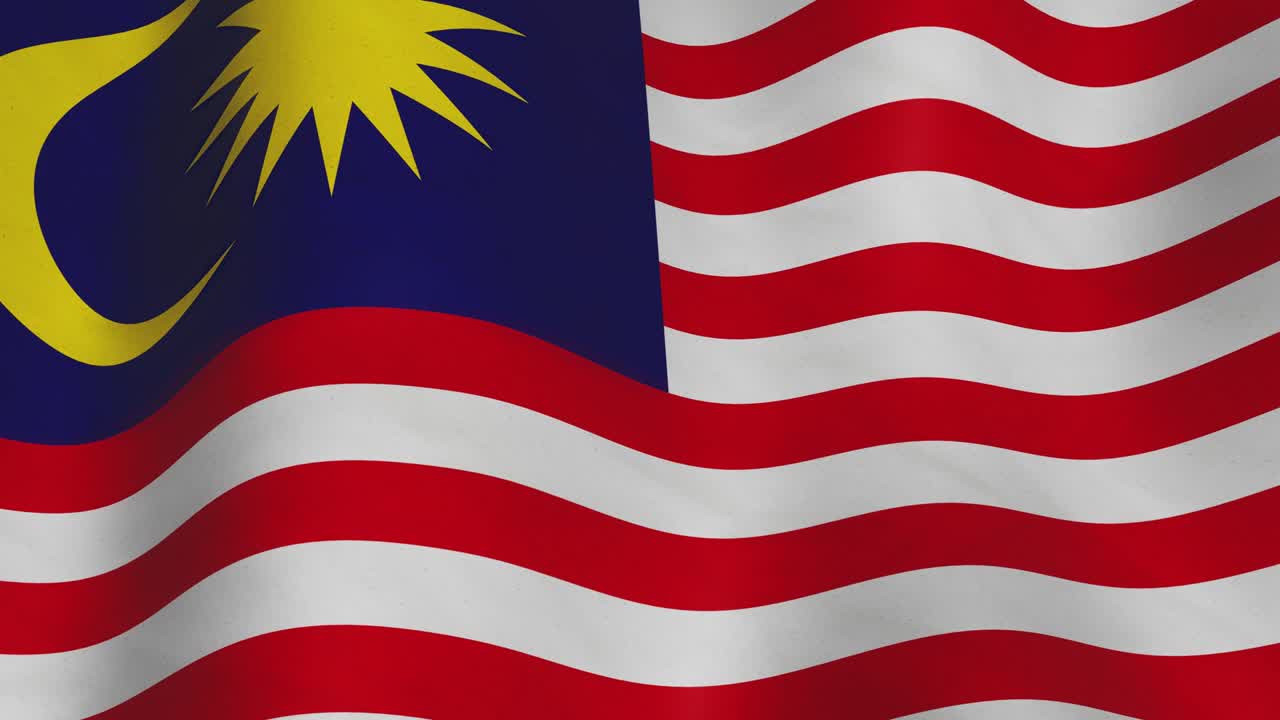 Filmato con bandiera della Malesia che sventola e fluttua sullo sfondo - animazione video in loop continuo