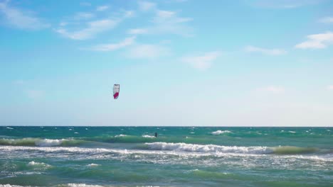 kite surfer alone on the sea in 60fps
