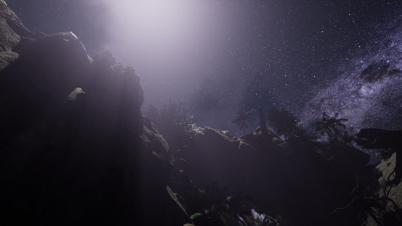 Milky Way Galaxy over Sandstone Canyon Walls