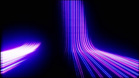 3d animation, abstract black background with pink blue neon lines go up and disappear