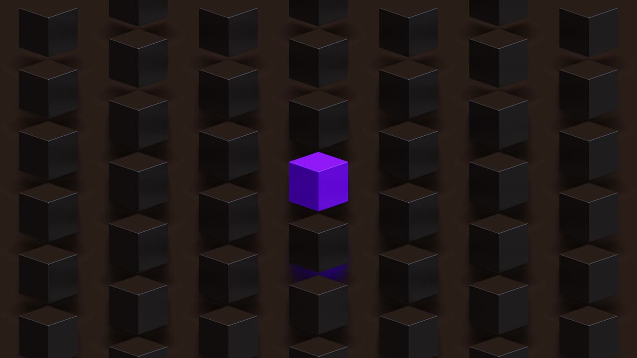 Abstract 3d render of geometric background with cubes, motion design. Seamlessly looped animation.