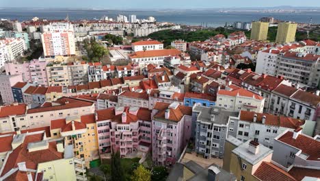 Drone-shot-flying-over-Lisbon.-and-Tilting-down