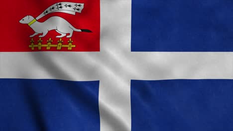 flag of saint malo, city of france, waving in wind. realistic flag background