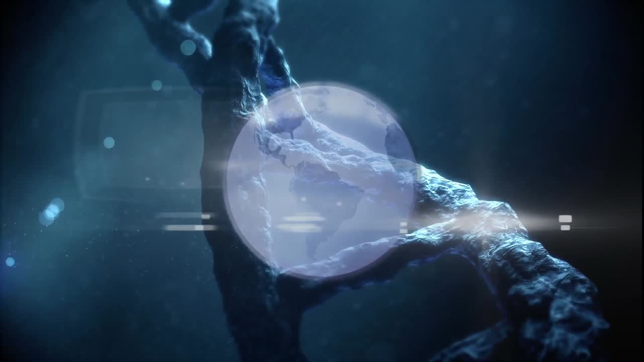 Animation of dna strand spinning over globe