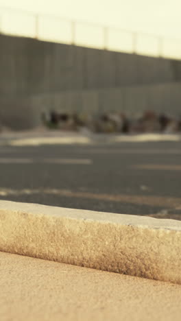 close-up shot of a curb on a street