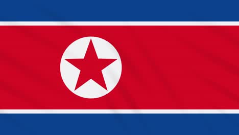 la bandera de corea del norte ondeando con un fondo de tela, un bucle