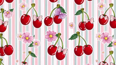 cute cherry pattern with flowers and bows