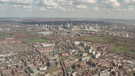 high aerial slider shot over stratford east london