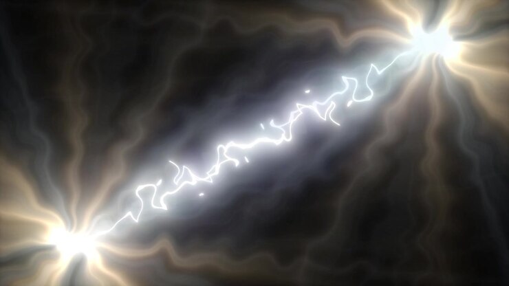 Archi di fulmini elettrici animati su sfondo nero