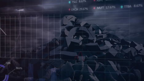 Animation-of-financial-data-processing-over-crushing-british-pound-signs