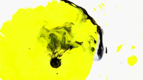 abstract ink and yellow fluid art