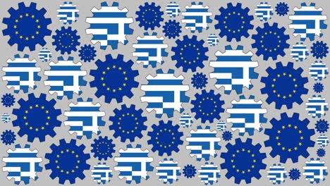 las banderas europeas y griegas girando en el fondo