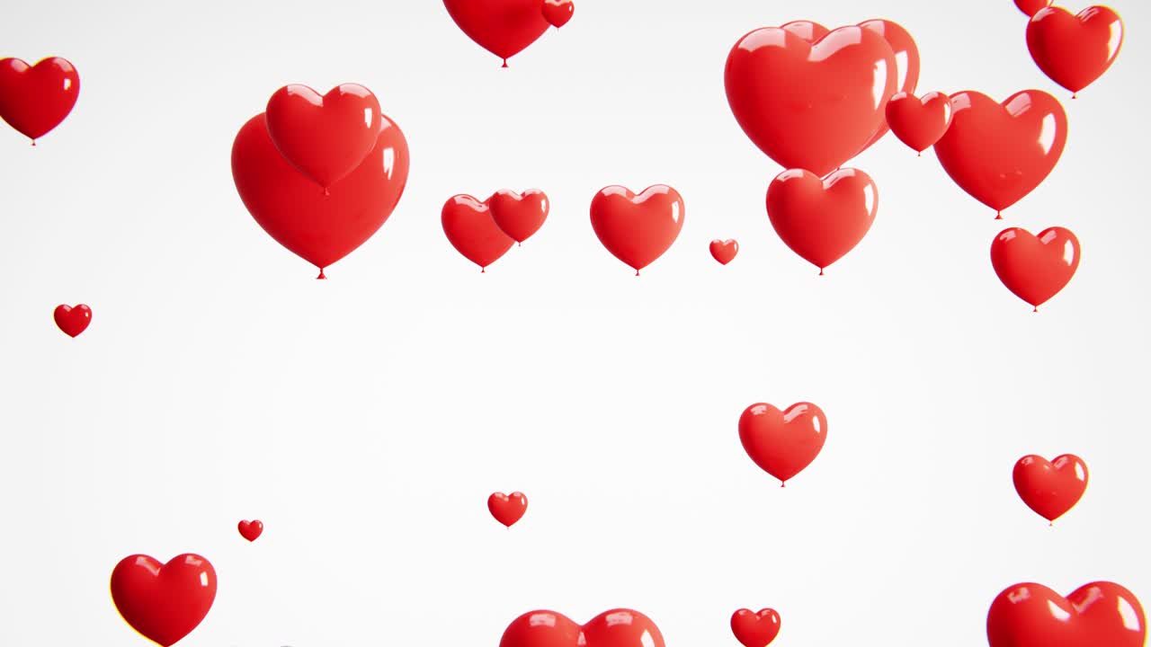 Palloncini a Cuore Rossi che Fluttuano su Sfondo Bianco