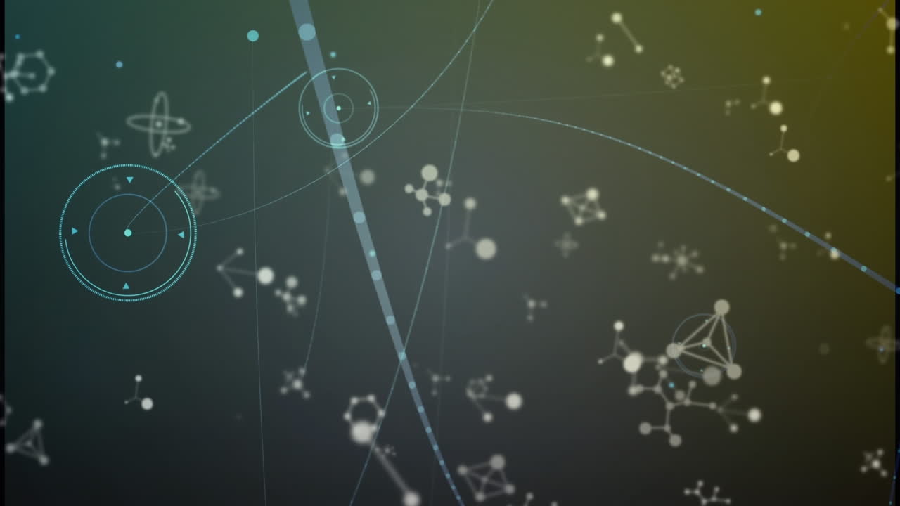 animación de moléculas y red de conexiones