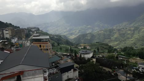 aerial shot of sapa city and valley