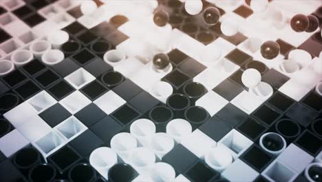 abstract 3d geometric pattern with black and white cubes and balls