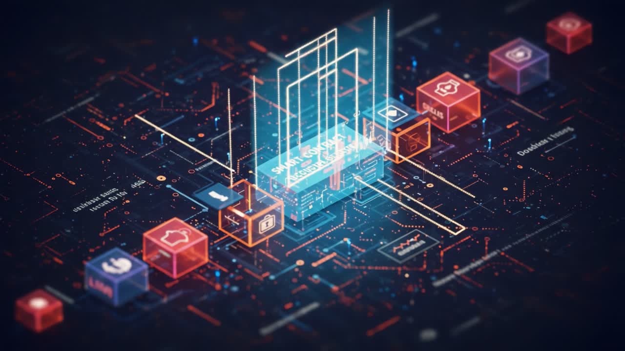 Futuristic Digital Overlay with Interactive Data Icons Representing Cybersecurity Trends and Technology Advancements in Virtual Environments