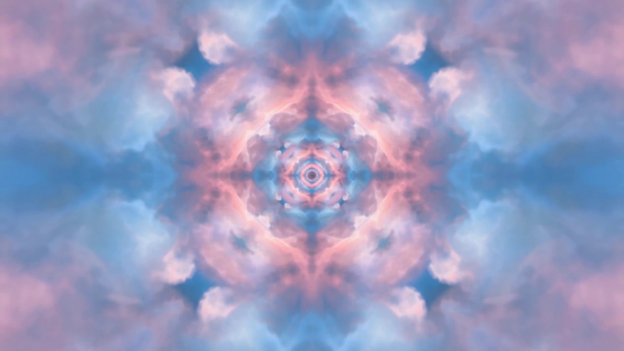 Motivo Caleidoscopico Astratto di Nuvole Rosa e Blu