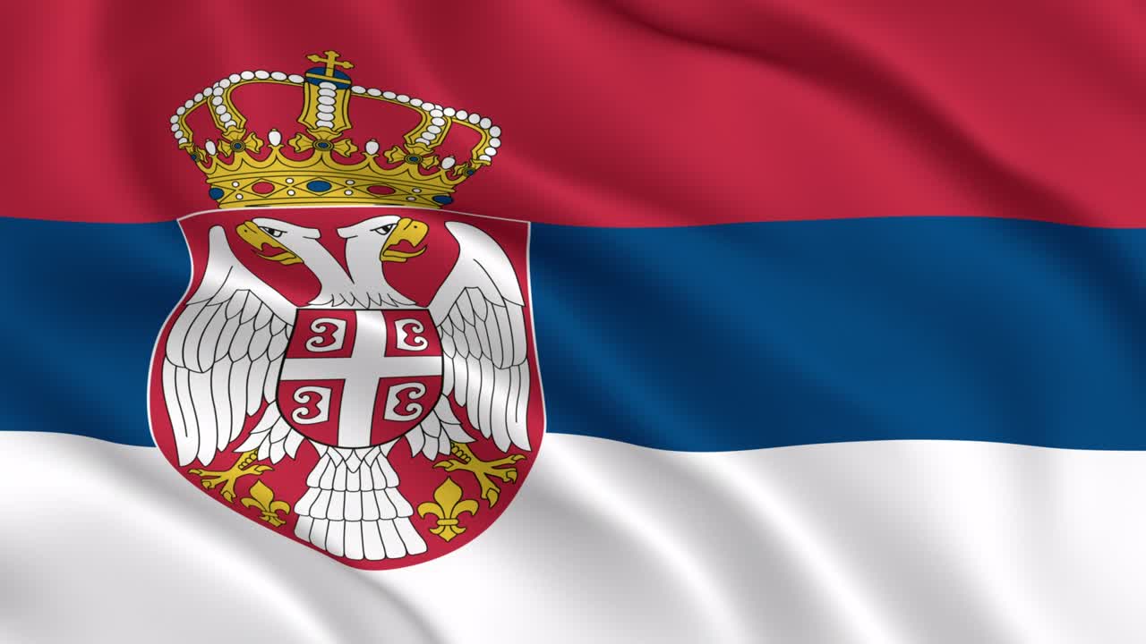 bandera de serbia animación ondulada suave. la bandera oficial de la república de serbia está volando en el viento. el bucle está listo. 60 fps. render 3d
