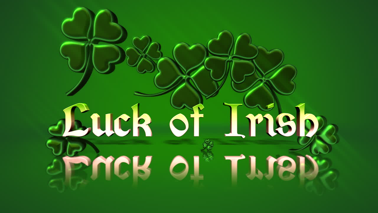 녹색 그라데이션에 국가 아일랜드 토끼풀 패턴이 있는 아일랜드의 행운