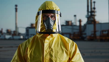 person in hazmat suit