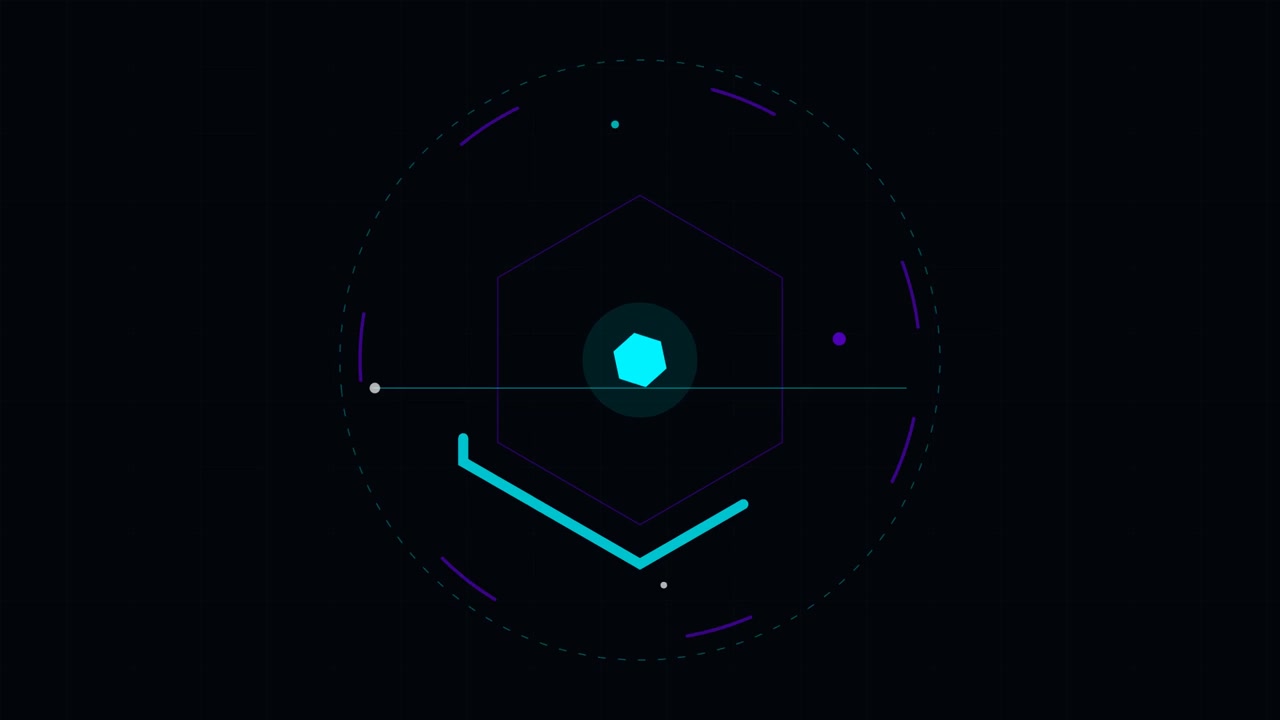 Abstract Motion Graphic Featuring Rotating Geometric Shapes and Lines