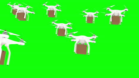 imagen generada digitalmente de drones que llevan una caja de cartón