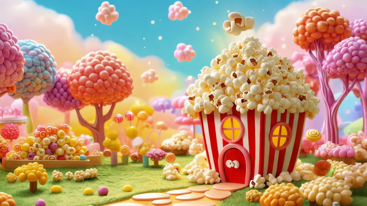 사탕 땅 에 있는 팝콘 집