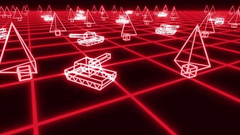 Retro-80s-game-tanks-VHS-tape-video-war-battle-vector-arcade-tron-wireframe-4k