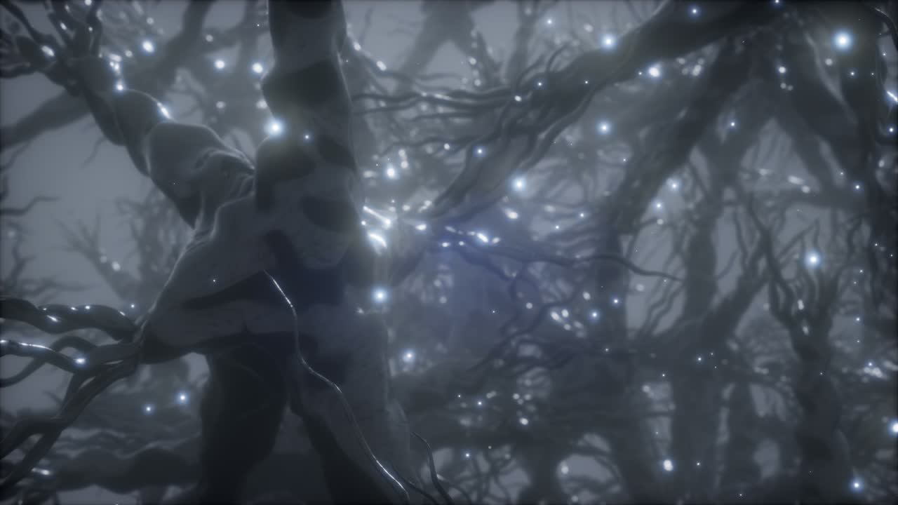 viaje a través de una red de células neuronales dentro del cerebro