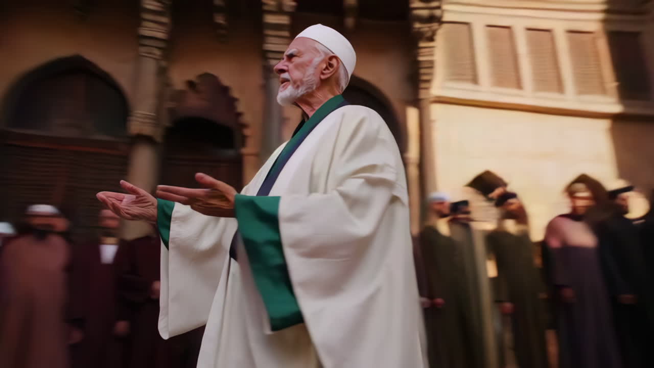 Religious Gathering in a Historical Mosque