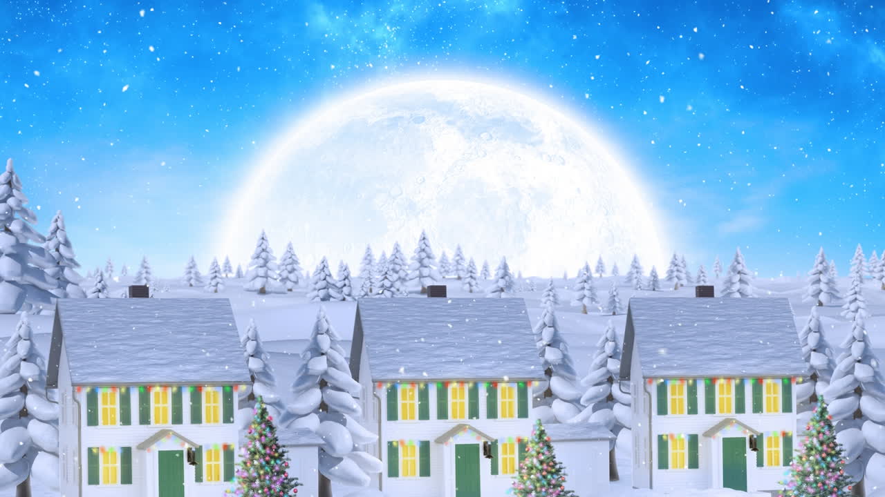 밤에 겨울 풍경 위에 눈이 있는 비디오 작곡