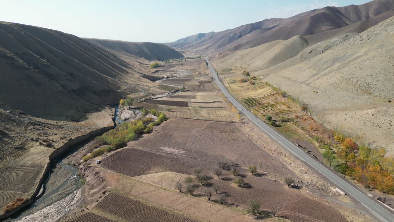 Siah Koh mountains Afghanistan Drone Aerial flight over wilderness and arid, remote barren desert ridges, Badghis