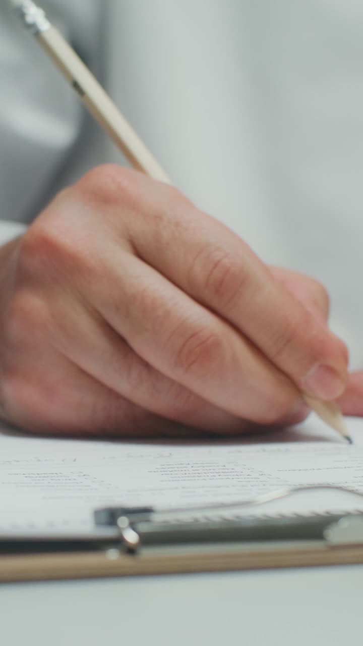 el médico llenando los expedientes de los pacientes.