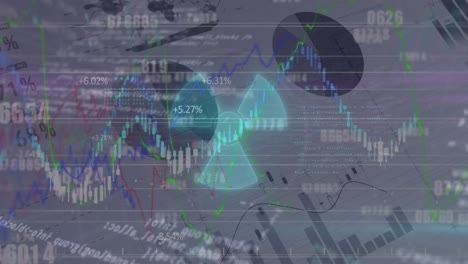 Animation-of-radioactive-symbol-over-multiple-changing-numbers-and-statistical-data-processing-o