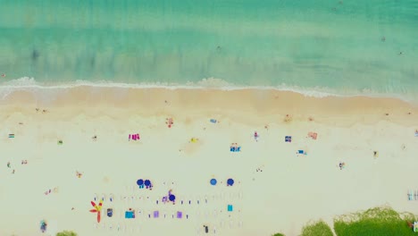 Aerial-view-of-beautiful-tropical-beach-and-sea-with-trees-on-island-for-travel-and-vacation