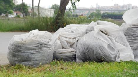 garbage bags in a park