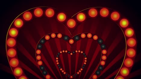 retro heart shape with blinking led lights motion background seamless loops