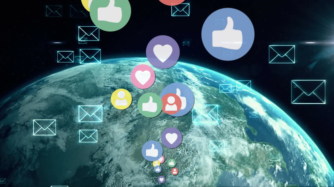 소셜 미디어 아이콘과 봉투