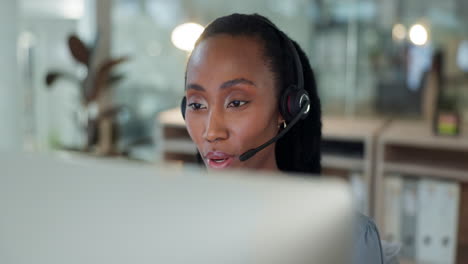 call center, office and business woman consulting