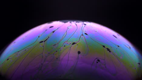 soap bubble - multicolored thin surface of bubbles in black background