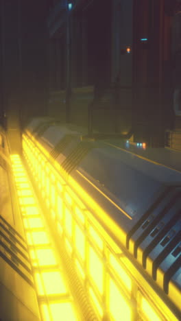 corredor futurista de ciencia ficción con luces amarillas brillantes