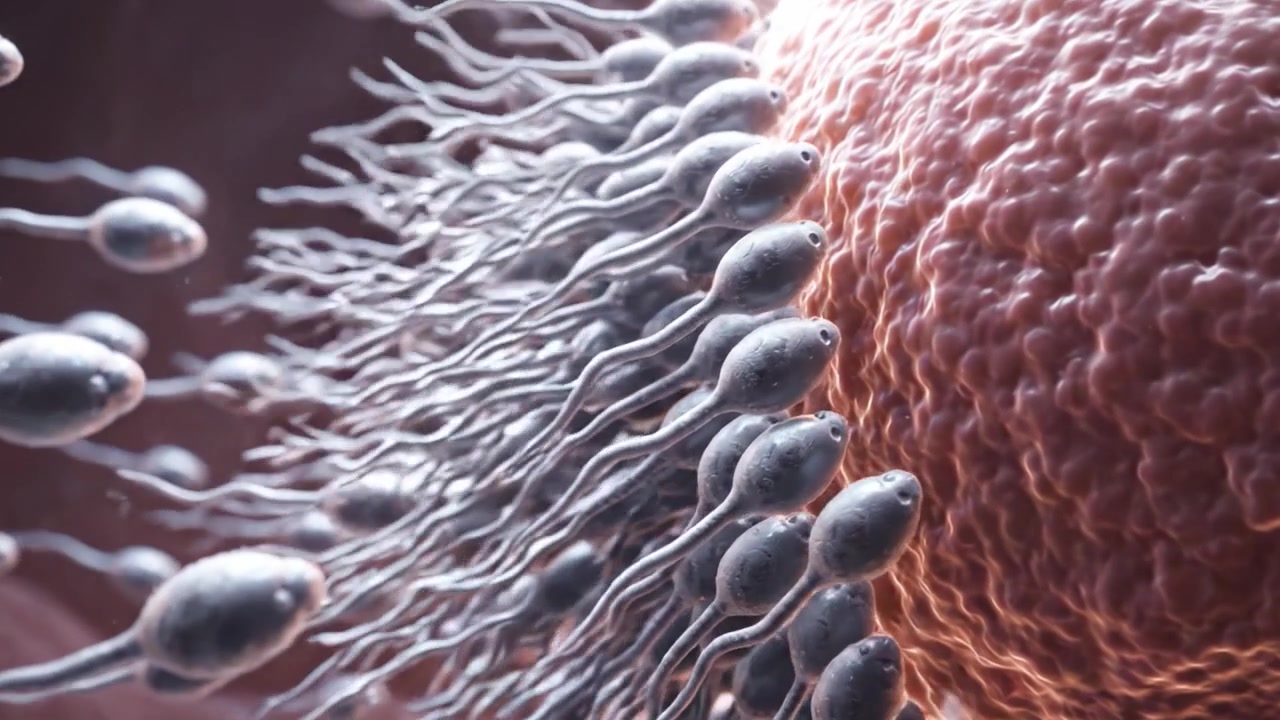 A Close-Up Exploration of Sperm Cells Approaching an Ovum: Understanding Human Reproduction at the Cellular Level