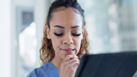 Nurse,-thinking-and-woman-with-confused-on-laptop