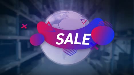 Animation-of-sale-over-globe-and-warehouse