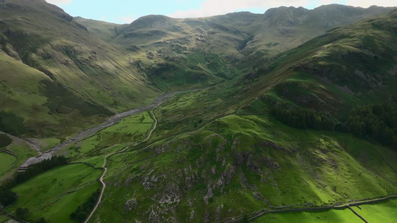 Rugged Valley And Craggy Mountains With Pools Of Sunshine. Summer ...