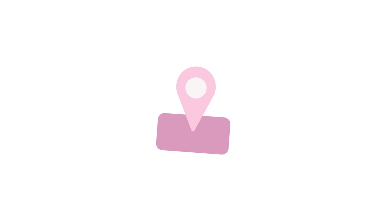 Icona animata di segnaposto rosa che appare su sfondo bianco