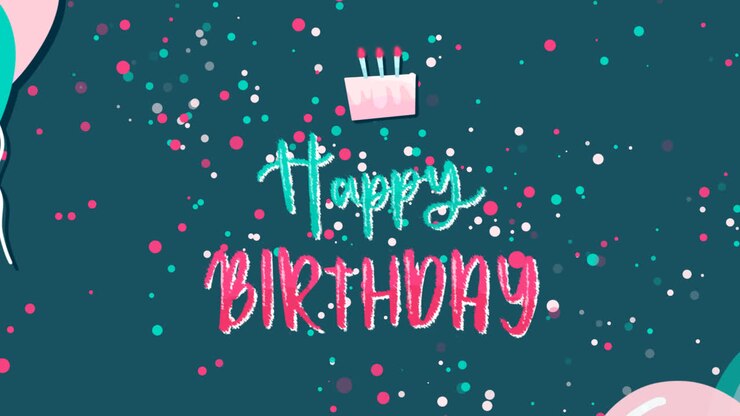 Motion Graphic of Happy birthday lettering with cake