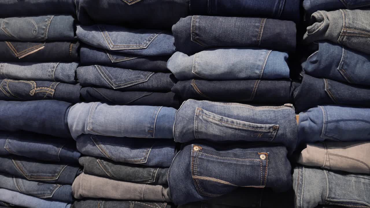 Stacks of Different Types of Jeans